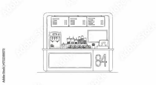 Modern bubble tea shop counter with menu, drinks, toppings, and POS system creates inviting customer experience