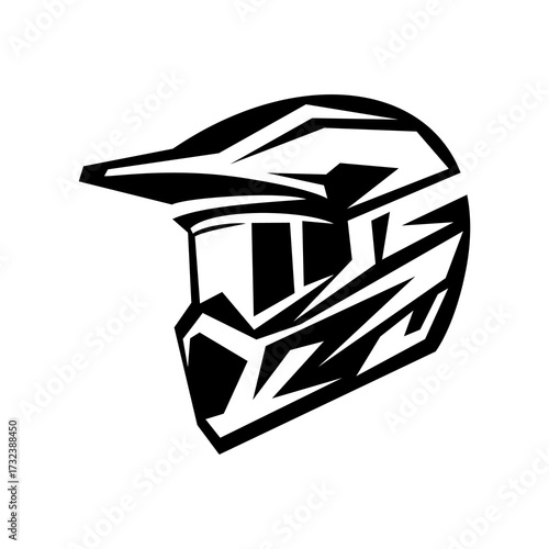 Supermoto Motocross helmet logo design template emblem badge.	