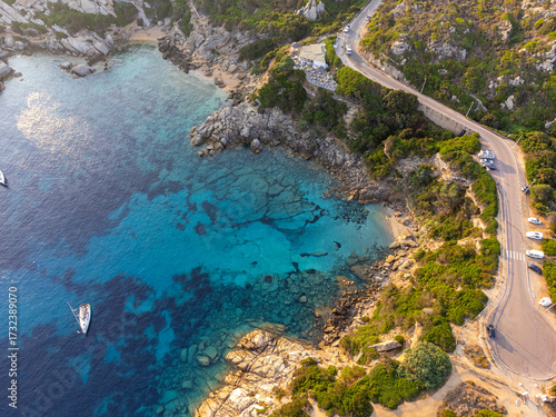 Photography Aerial view of Cala Spinosa beach in Capo Testa
