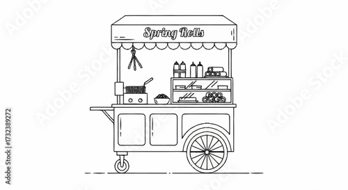 Delicious spring rolls served fresh from a charming street food cart, ready to delight your taste buds with every bite.