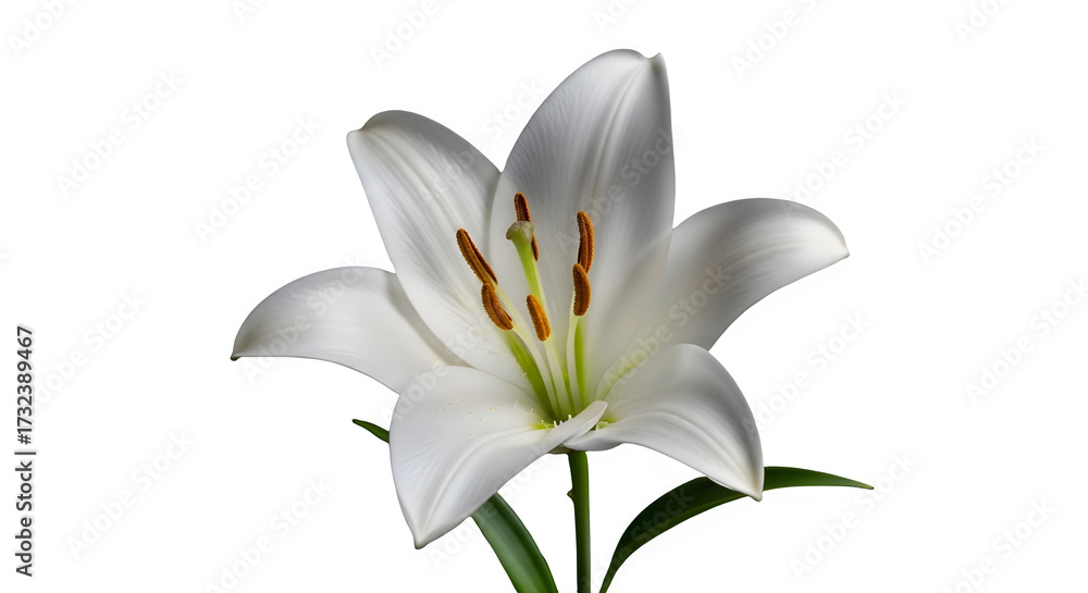 Naklejka premium White lily flower isolated on transparent background, close up of beautiful blossom