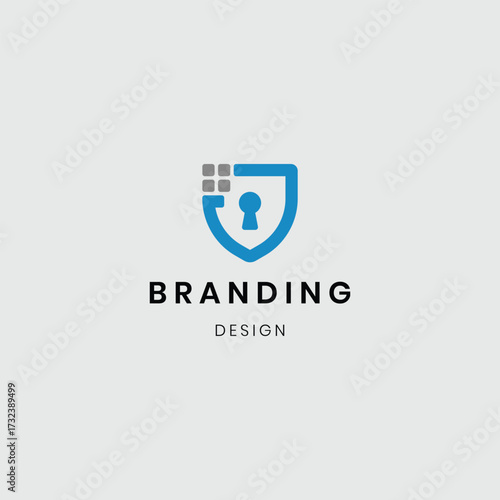 Creatively shaped security logo for eco lifestyle.