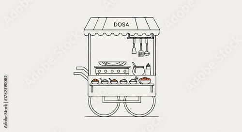 Vibrant street food cart offering delicious dosa delights ready to serve hungry customers