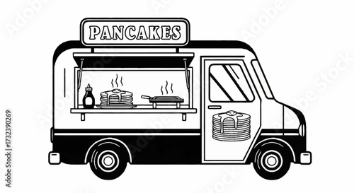 Delicious pancake food truck serving up hot, buttery stacks and syrup for a delightful breakfast or anytime treat