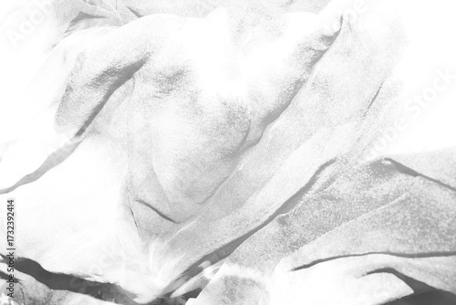 Abstract grunge black and white distressed transparent texture swirly fabric overlay background