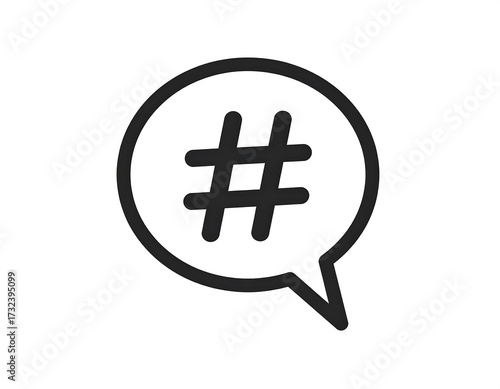 Simple hashtag in speech bubble