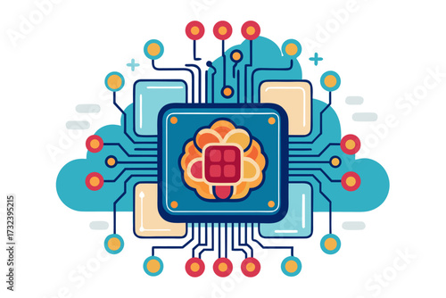 AI chip, artificial intelligence, microchip, processor, semiconductor, circuit board, neural network, machine learning, deep learning, digital brain, computer hardware, central processing unit, mother