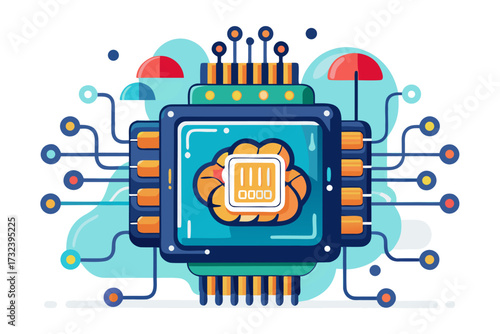 AI chip, artificial intelligence, microchip, processor, semiconductor, circuit board, neural network, machine learning, deep learning, digital brain, computer hardware, central processing unit, mother