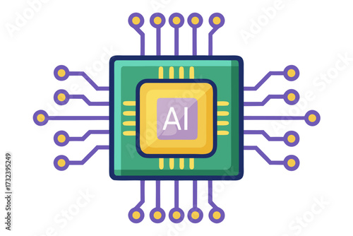 AI chip, artificial intelligence, microchip, processor, semiconductor, circuit board, neural network, machine learning, deep learning, digital brain, computer hardware, central processing unit, mother