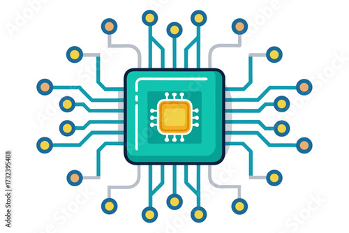 AI chip, artificial intelligence, microchip, processor, semiconductor, circuit board, neural network, machine learning, deep learning, digital brain, computer hardware, central processing unit, mother
