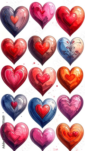 Colorful heart collection
