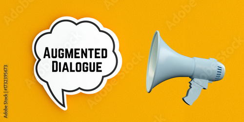 Augmented Dialogue text banner on speech bubble. 3d megaphone and communication concept