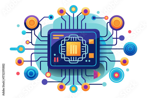 AI chip, artificial intelligence, microchip, processor, semiconductor, circuit board, neural network, machine learning, deep learning, digital brain, computer hardware, central processing unit, mother