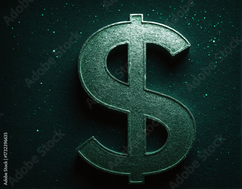 Green dollar symbol, finance, wealth, currency, money concept, dark background