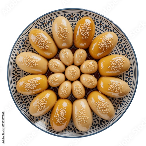 Chebakia pastries on a white background