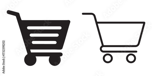 Modern shopping cart icons for online stores and e-commerce applications user interface design