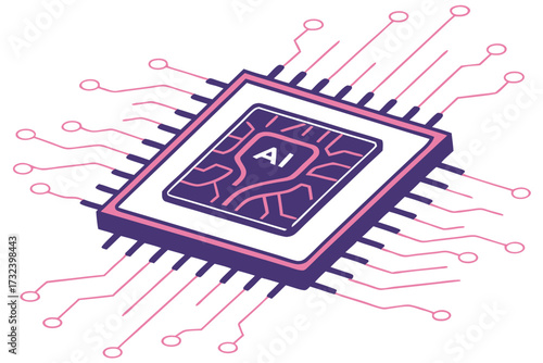 AI chip, artificial intelligence, microchip, processor, semiconductor, circuit board, neural network, machine learning, deep learning, digital brain, computer hardware, central processing unit, mother