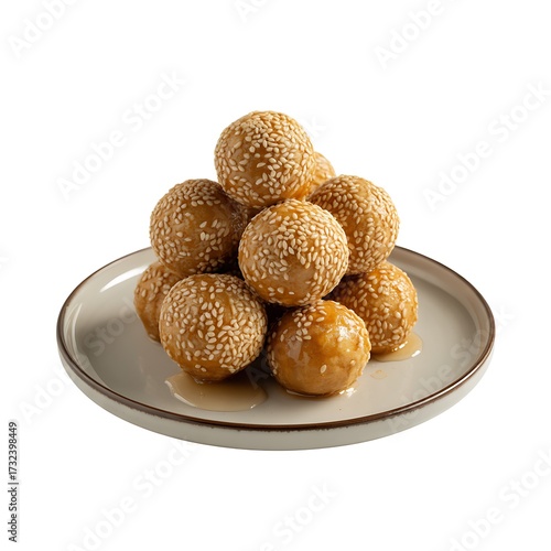 Chebakia pastries on a white background