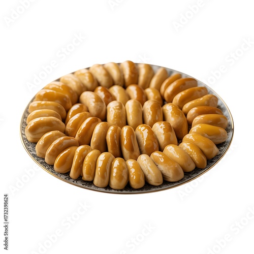Chebakia pastries on a white background