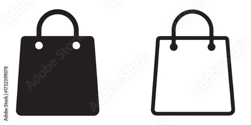 E commerce shopping bag icons black and white design for online retail and sales