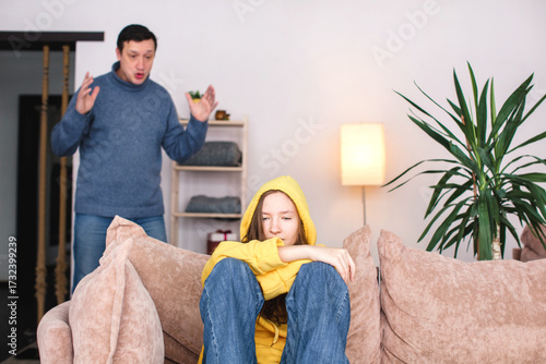 angry parent dad tell complaints lecturing teen adult child feeling stressed