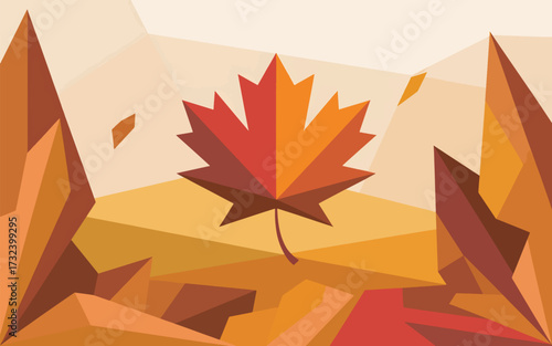 Geometric Maple Leaf Autumn Landscape Background fall