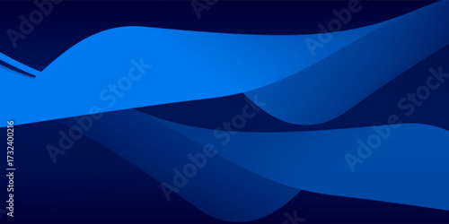 Flowing dark blue curve shape with soft gradient vector abstract background, relaxing and tranquil art, can illustrate health medical or sound of music.