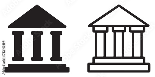 Bank and courthouse building icons