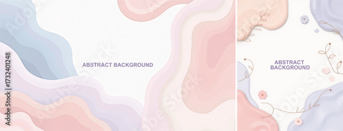 Set of Abstract background with waves pastel color. Abstract background waves shape for design, for flyer, poster, social media template