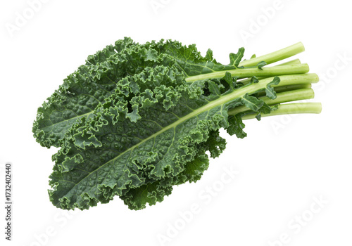 Canvas Print Fresh green kale leaves isolated, healthy leafy vegetable for salads and cooking