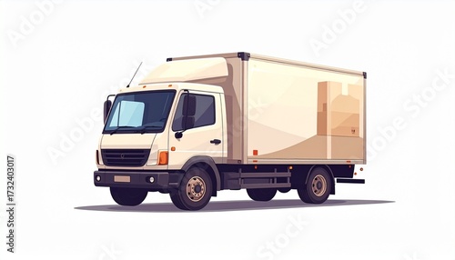 A vector drawing of a delivery truck with package flat logistics style isolated on white background
