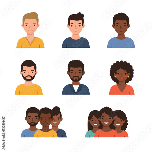 Diverse group of people depicted in a simple, stylized illustration