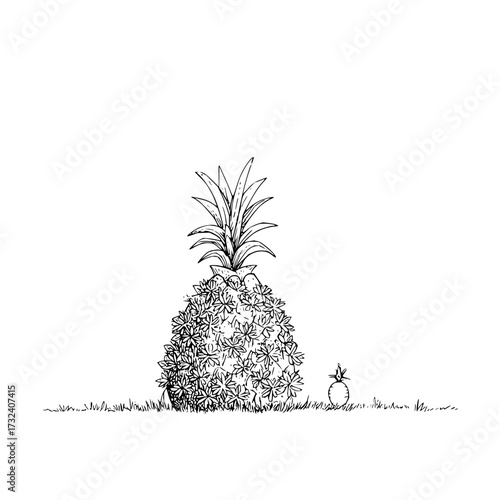 Pineapple fruit drawing illustration tropical food summer healthy diet exotic fresh sweet vitamin c delicious 100