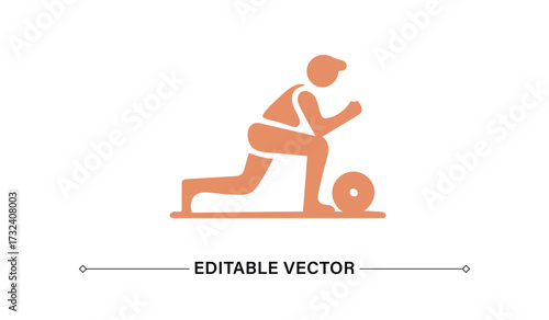 Fitness Exercise Icon Man in Lunging Position with Weight
