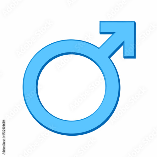 Vibrant blue male gender symbol representing masculinity, strength, and identity, isolated on a clean white background for various design and conceptual applications