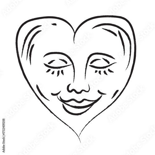 smiling Heart face isolated on white background