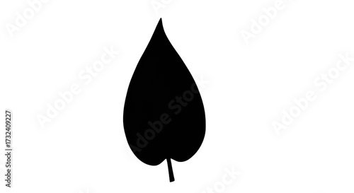 Minimalist black leaf silhouette graphic design element.