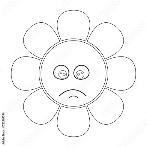 Sad flower isolated on white background