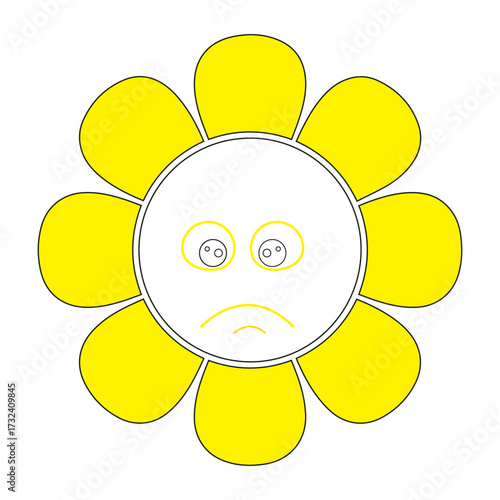 Sad Yellow flower isolated on white background