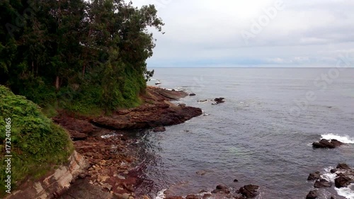 calm beach and rocks