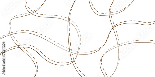 Minimal abstract background with flowing brown dashed lines on white, creating a modern linear pattern perfect for design, fashion, textiles, and creative graphic projects.
