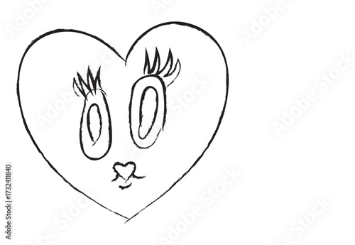 Heart face isolated on white background