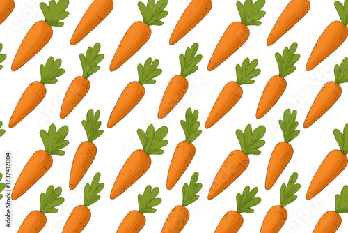 Carrot seamless pattern vector background. Hand drawn fresh vegetable texture illustration. Healthy organic food, vitamin, vegetarian diet concept for kitchen textile, wallpaper.