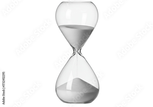 Elegant hourglass with sand isolated on transparent background, time management concept for deadlines and productivity, PNG