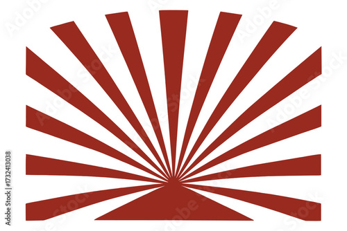 Retro vintage sunburst rays vector illustration with textured red radial rising sun design on transparent background, classic graphic element for backgrounds and decoration