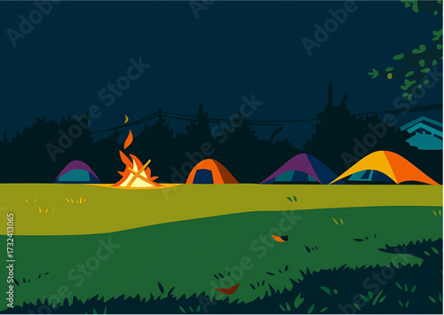 camping in the night on mountain