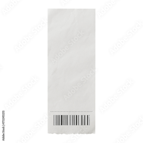 Photos Retail Receipt with Barcode and Torn Bottom Edge shopping purchase isolated on a