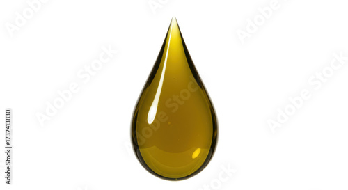 Golden olive oil drop isolated on transparent background, healthy cooking ingredient for salad dressing and Mediterranean diet