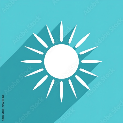 Simple white sun icon on teal background