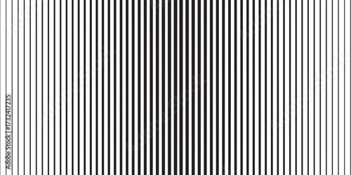 Thin line halftone gradient texture. Fading vertical stripe gradation background. Repeating wide pattern backdrop. Black parallel lines wallpaper for overlay, print, cover, banner